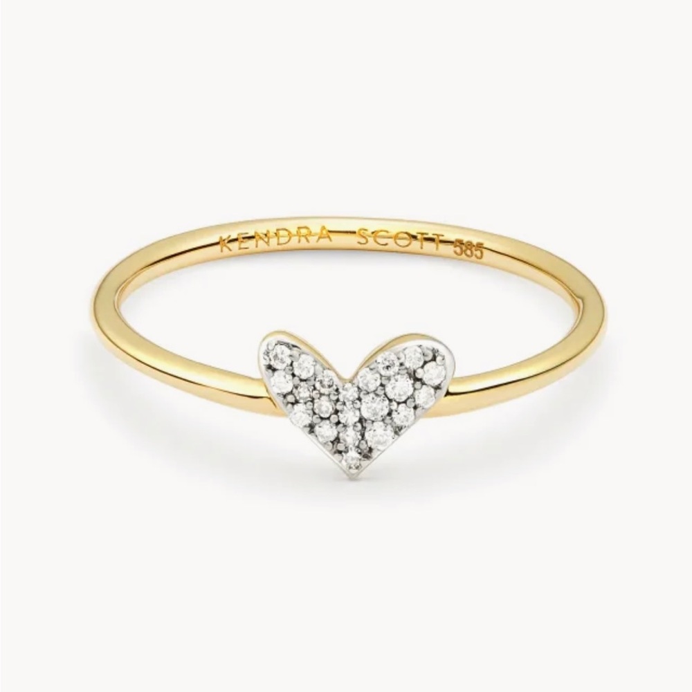 Kendra Scott Heart 14k Yellow Gold Band Ring in White Diamond